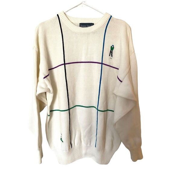 Kenneth Roberts Other - Kenneth Roberts 100% Cotton Golf Sweater Embroidered L EUC Vintage